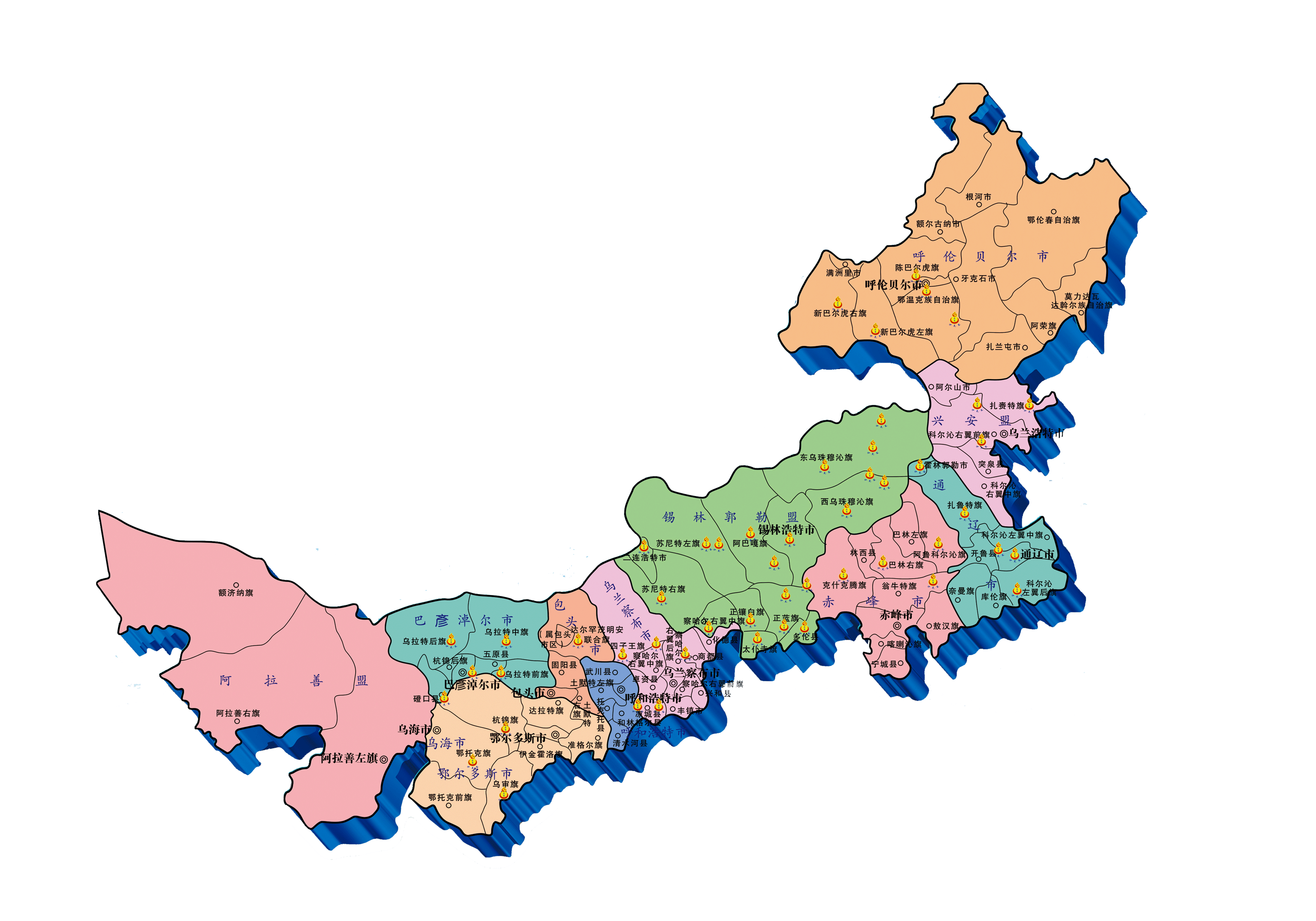 内蒙古地图全图 县市图片